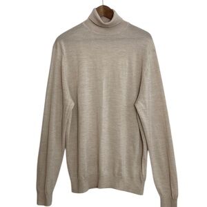 Suitsupply Sweater Mens 2XL Beige Oat Merino Wool Long Sleeve Turtleneck